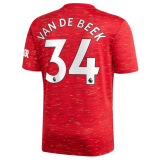 VAN DE BEEK #34 Manchester United Home Football Shirt 2020/21 (League Font)
