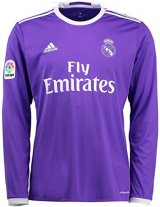 Real Madrid Retro Away Long Sleeve Soccer Jerseys Mens 2016/17