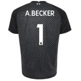 A.BECKER #1 Liverpool Black Goalie Soccer Jersey 2020/21(League Font)