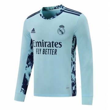 Real Madrid Goalie Light Blue Jersey Long Sleeve Mens 2020/21