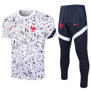 France Short Training Suit White+Long Pants 2020/21