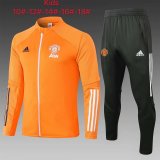 Kids Manchester United Jacket + Pants Training Suit Orange 2020/21