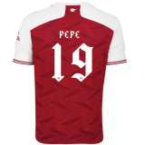 PEPE #19 Arsenal Home Soccer Jerseys Mens 2020/21(UEFA Font)