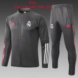Kids Real Madrid Jacket + Pants Training Suit Dark Grey 2020/21