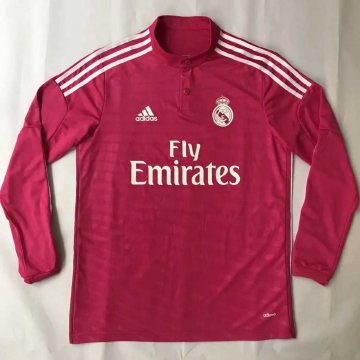 Real Madrid Retro Red Long Sleeve Soccer Jerseys Mens 2014/15