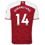 AUBAMEYANG #14 Arsenal Home Soccer Jerseys Mens 2020/21(League Font)