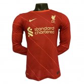 2021-2022 Liverpool Player Version Home Long Sleeve Soccer Jersey